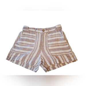 Tahari Beige & White Linen Striped Shorts Women’s Size S